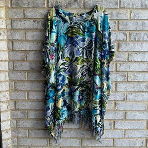 Indian Tropical Fashion One Size Tropical Floral Fringe Cover Up Women's Blouse